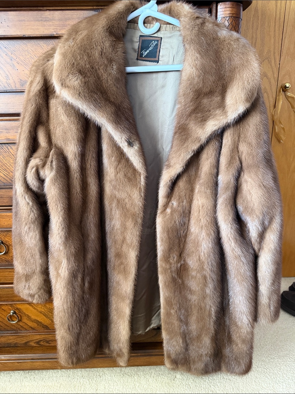 Brown Mink Fur Pea Coat